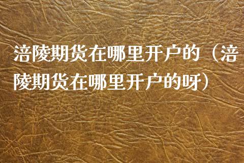 涪陵期货在哪里开户的（涪陵期货在哪里开户的呀）