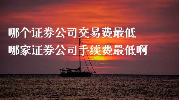 哪个证券公司交易费最低 哪家证券公司手续费最低啊