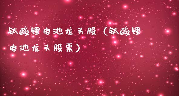 钛酸锂电池龙头股（钛酸锂电池龙头股票）
