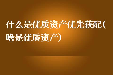 什么是优质资产优先获配(啥是优质资产)