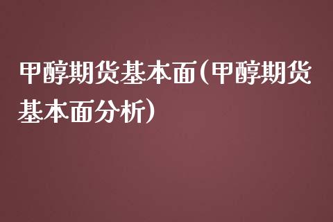 甲醇期货基本面(甲醇期货基本面分析)