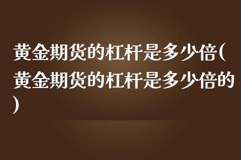 黄金期货的杠杆是多少倍(黄金期货的杠杆是多少倍的)