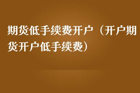期货低手续费开户（开户期货开户低手续费）