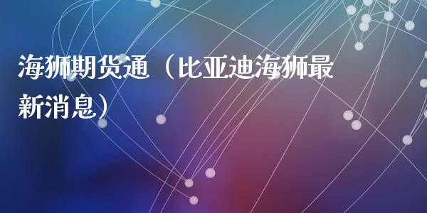 海狮期货通（比亚迪海狮最新消息）