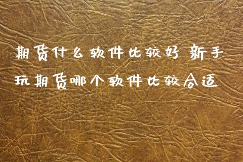期货什么软件比较好 新手玩期货哪个软件比较合适