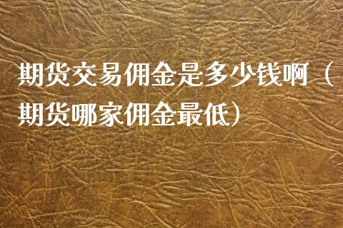期货交易佣金是多少钱啊（期货哪家佣金最低）