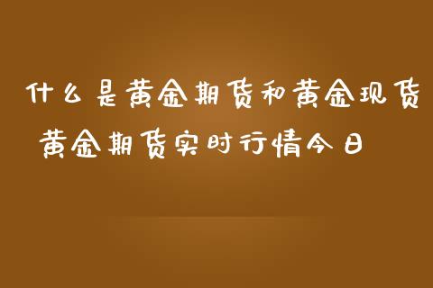 什么是黄金期货和黄金现货 黄金期货实时行情今日