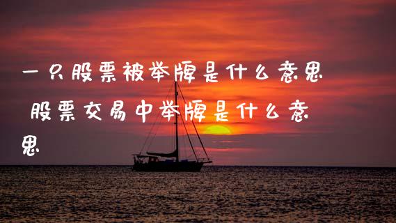 一只股票被举牌是什么意思 股票交易中举牌是什么意思