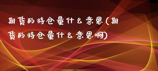 期货的持仓量什么意思(期货的持仓量什么意思啊)