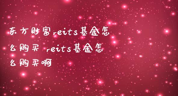 东方财富reits基金怎么购买 reits基金怎么购买啊