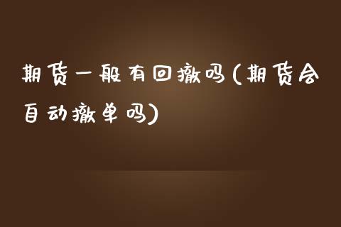 期货一般有回撤吗(期货会自动撤单吗)