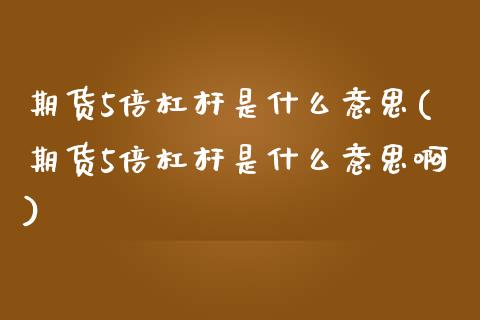 期货5倍杠杆是什么意思(期货5倍杠杆是什么意思啊)