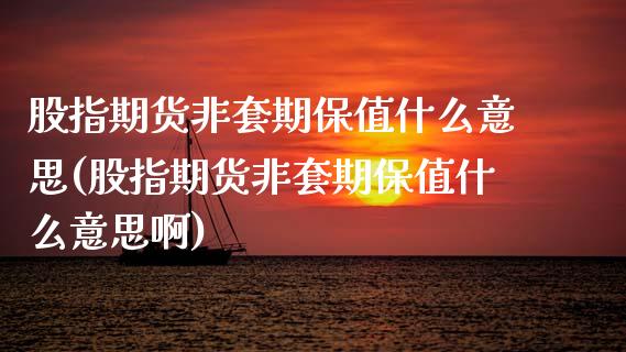 股指期货非套期保值什么意思(股指期货非套期保值什么意思啊)