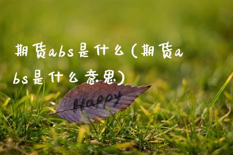 期货abs是什么(期货abs是什么意思)