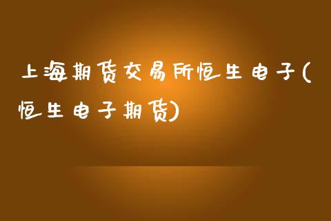 上海期货交易所恒生电子(恒生电子期货)