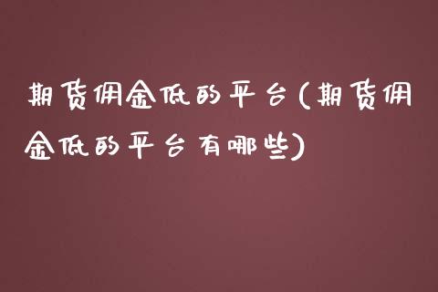 期货佣金低的平台(期货佣金低的平台有哪些)