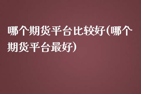 哪个期货平台比较好(哪个期货平台最好)