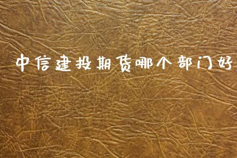 中信建投期货哪个部门好