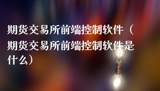 期货交易所前端控制软件（期货交易所前端控制软件是什么）