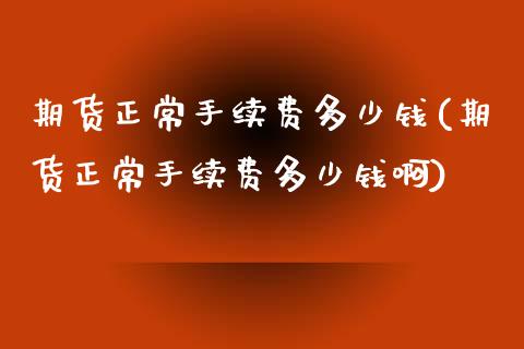 期货正常手续费多少钱(期货正常手续费多少钱啊)