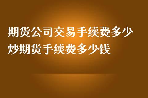 期货公司交易手续费多少 炒期货手续费多少钱