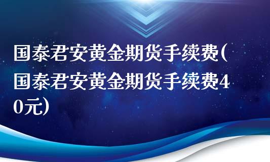 黄金期货手续费(黄金期货手续费40元)