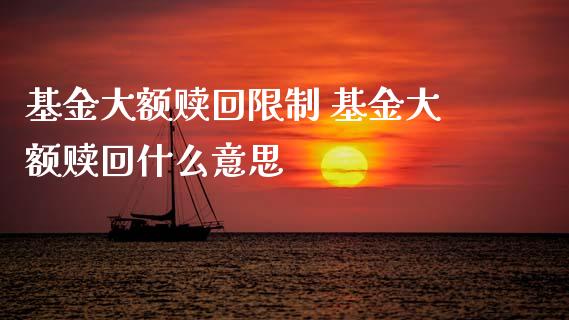 基金大额赎回限制 基金大额赎回什么意思