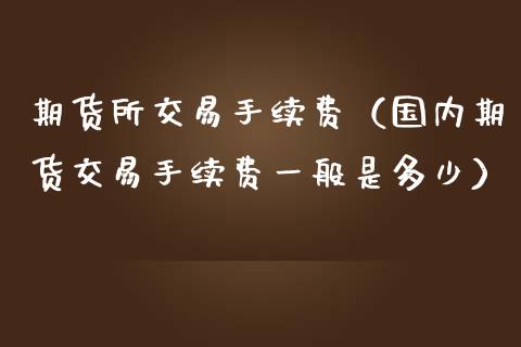 期货所交易手续费（国内期货交易手续费一般是多少）