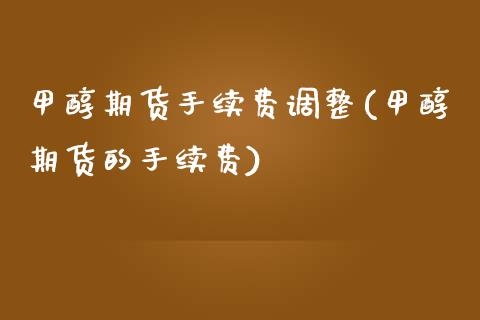 甲醇期货手续费调整(甲醇期货的手续费)