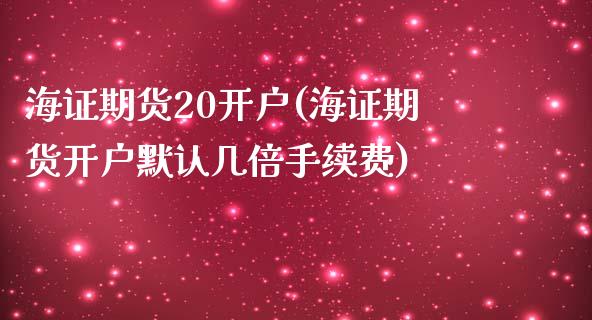 海证期货20开户(海证期货开户默认几倍手续费)