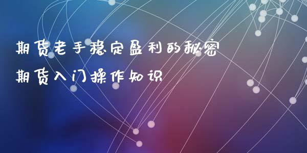 期货老手稳定盈利的秘密 期货入门操作知识
