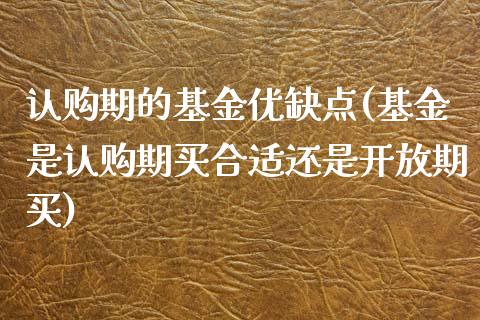认购期的基金优缺点(基金是认购期买合适还是期买)