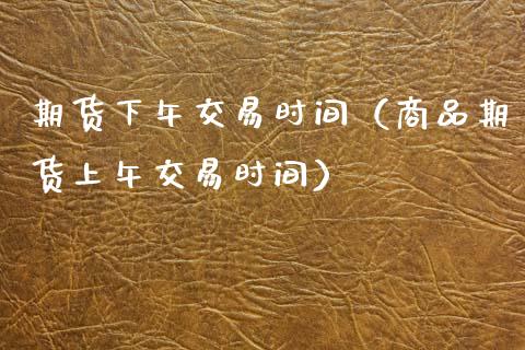 期货下午交易时间（商品期货上午交易时间）_https://www.dglong8.com_黄金期货_第1张