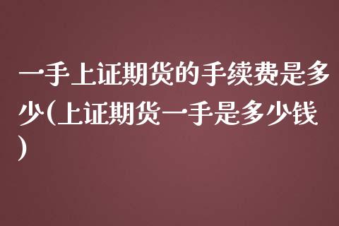 一手上证期货的手续费是多少(上证期货一手是多少钱)