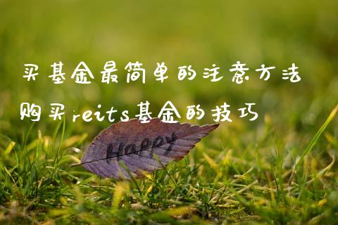 买基金最简单的注意方法 购买reits基金的技巧