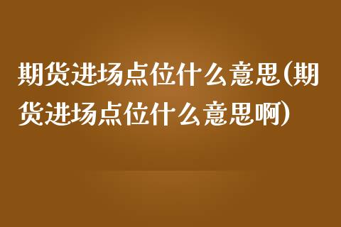 期货进场点位什么意思(期货进场点位什么意思啊)