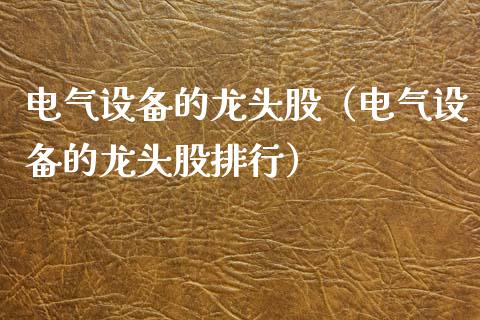 电气设备的龙头股（电气设备的龙头股排行）