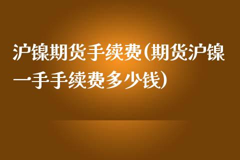 沪镍期货手续费(期货沪镍一手手续费多少钱)