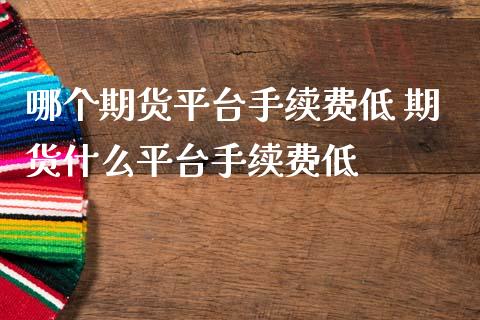 哪个期货平台手续费低 期货什么平台手续费低