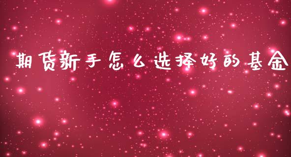 期货新手怎么选择好的基金