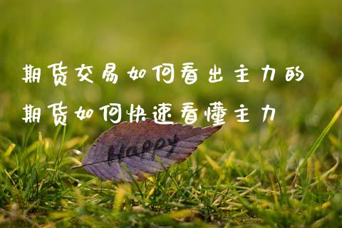期货交易如何看出主力的 期货如何快速看懂主力