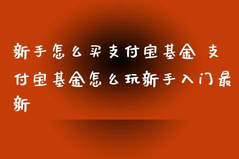 新手怎么买支付宝基金 支付宝基金怎么玩新手入门最新