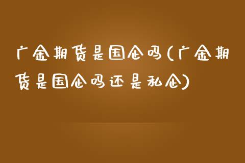 广金期货是国企吗(广金期货是国企吗还是私企)
