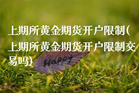 上期所黄金期货开户限制(上期所黄金期货开户限制交易吗)
