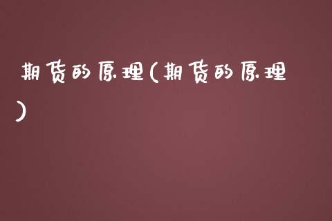 期货的原理(期货的原理 )_https://www.dglong8.com_期货理财_第1张