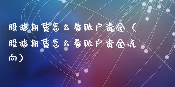 股指期货怎么看账户资金（股指期货怎么看账户资金流向）