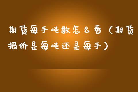 期货每手吨数怎么看（期货报价是每吨还是每手）