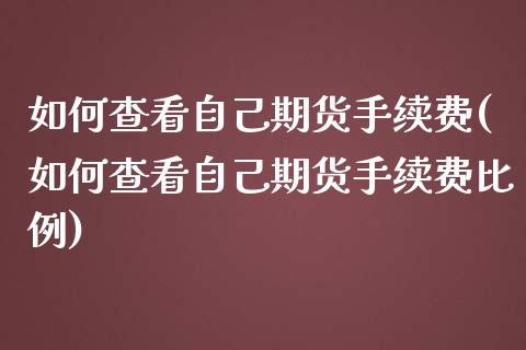 如何查看自己期货手续费(如何查看自己期货手续费比例)