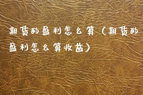 期货的盈利怎么算（期货的盈利怎么算收益）