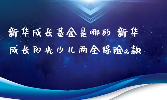 新华成长基金是哪的 新华成长阳光少儿两全保险a款